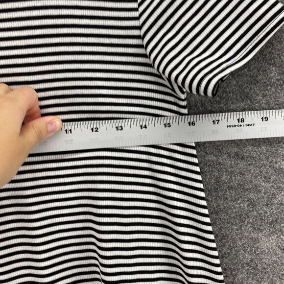 LulaRoe Dress Women 2XS Black Striped Shift Midi Short Sleeve Round Neck Rayon - Picture 7 of 10